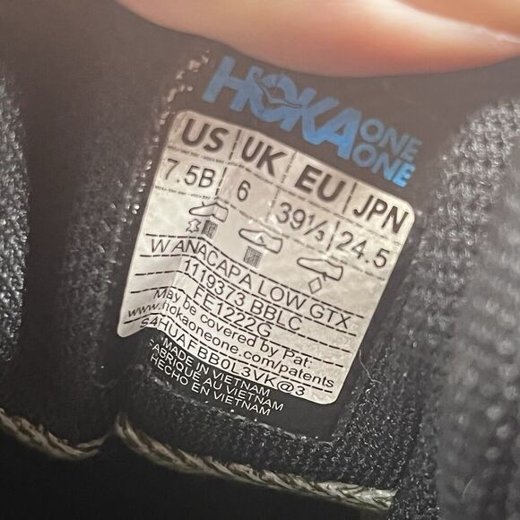 Hoka One One Anacapa 2 Low GTX Black Womens Sz 7.5B Gore-Tex Trail Running Shoes - Picture 10 of 10